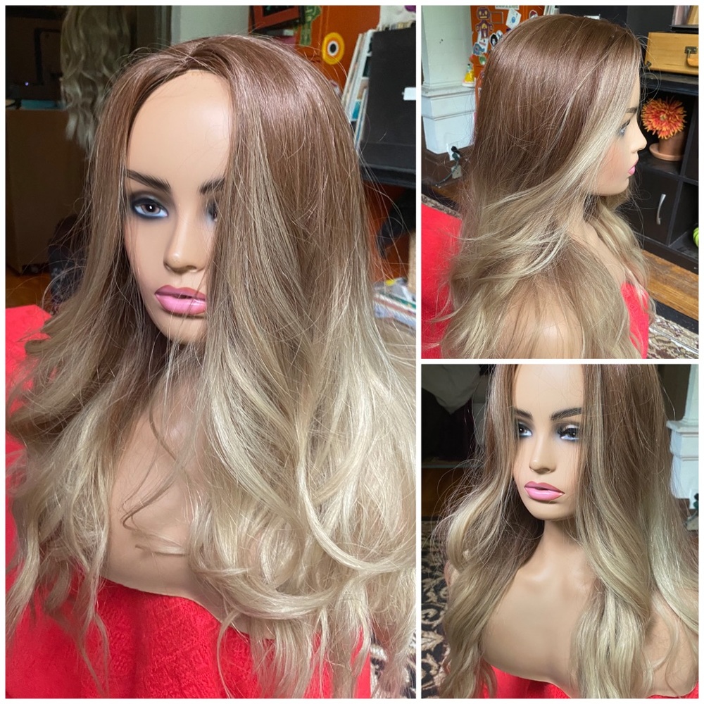 Auburn read-head blonde balayage wig